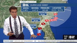 Debby strengthens to Category 1 hurricane as it continues to move north toward Floridas Big Bend [upl. by Engdahl]