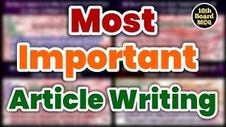 most important article writing  10th board mcq [upl. by Amaerd]