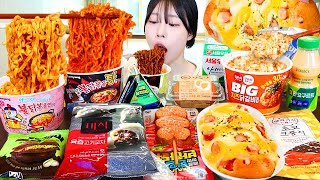 ASMR MUKBANG 편의점 직접 만든 불닭 떡볶이 소세지 김밥 디저트 먹방 amp 레시피 Convenience Store Food EATING [upl. by Gisser939]