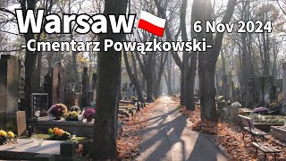 Autumn Walk Warsaw Cemetery Powązkowski Poland  November 2024 [upl. by Mochun]