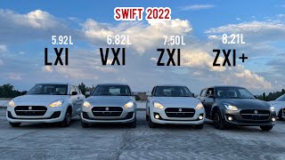 New Maruti Suzuki Swift 2024 variants compared 🔥 Swift LXi vs Swift VXi vs Swift ZXi vs Swift ZXi [upl. by Ahsikad276]