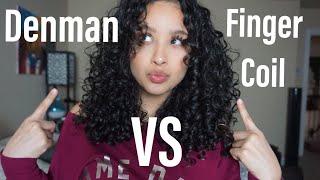 DENMAN BRUSH VS FINGER COILING CURLS [upl. by Crary]