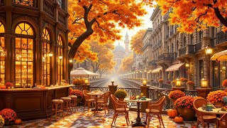 Autumn Porch Ambience ☕ Soft Jazz Music for Relaxing and Positive  Background Music for Cafe [upl. by Neffets]