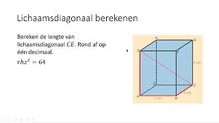 Lichaamsdiagonaal berekenen 3 VMBOKGT amp 4 VMBOKGT [upl. by Yennek]