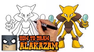 How to Draw Pokemon  Alakazam  Step by Step [upl. by Comras]