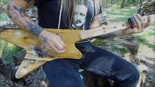 Electric Poe Mans Blues on 4 string Slide Guitar [upl. by Eisele670]