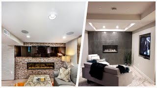 75 Basement With A Hanging Fireplace And A Tile Fireplace Design Ideas Youll Love 🌈 [upl. by Noirad162]