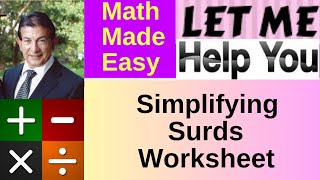 Simplifying Surds Worksheet [upl. by Ecinna]