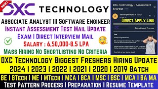 DXC Technology Biggest Hiring Update  DXC OFF Campus Direct Mass Hiring 2024  2023  202219 Batch [upl. by Anirrok]