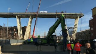 Genoa starts demolishing disaster bridge six months on [upl. by Utter]