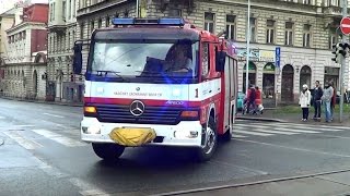 Praha HZS HS1 Mercedes Atego CAS24  Prague fire dept station 1 engine responding 42014 [upl. by Retsevlis]