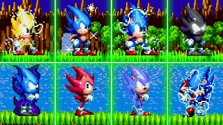 Evolution of Super Sonic Forms in Sonic Mania HyperDarkLighting SuperGod and MUI [upl. by Erastatus]