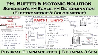 sorensen ph scale  ph determination  ph buffers and isotonic solutions  Part1Unit5  PP1 [upl. by Nylecyoj623]