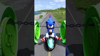 Strange Cars Sprunkis Sonic amp Mario VS Crazy Frog Bollards in BeamNGdrive [upl. by Ialohcin]