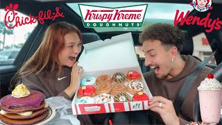 TRYING NEW CHRISTMAS ITEMS FROM FAST FOOD RESTAURANTS SHE GOT THE RUNS HILARIOUS [upl. by Us738]