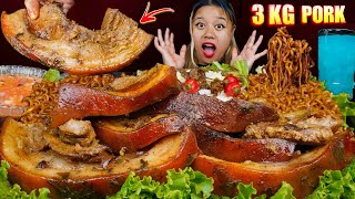 3KG MASSIVE PORK EATING CHALLENGE with Black bean noodlesrice and spicy sauce pork mukbang asmr [upl. by Airdua]