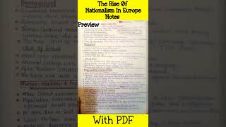 The Rise Of Nationalism In Europe Notes the rise nationalism europe class 10 shorts noteswale [upl. by Eibbor213]