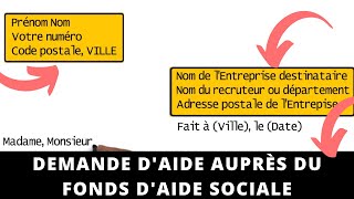 Rédiger une DEMANDE DAIDE AUPRÈS DU FONDS DAIDE SOCIALE │Lettre au Quotidien [upl. by Rox]