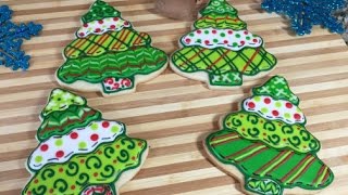 Patchwork Christmas Tree CookiesHow To [upl. by Kriste]