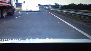 Dashcam footage shows caravan nearly losing control on A47 in Norfolk [upl. by Sharman]