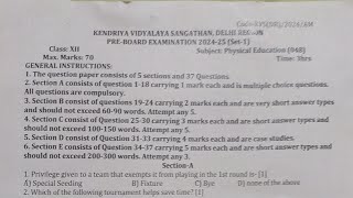 Class 12 Pre board 1 question paper of Physical education [upl. by Sherborn]