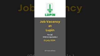 Job Vacancy At Lupin Nagpur [upl. by Bary]