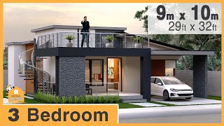 Modern House Design with Terrace  3 Bedroom  9 x 10 meters 29 x 32ft [upl. by Nnyleahs538]