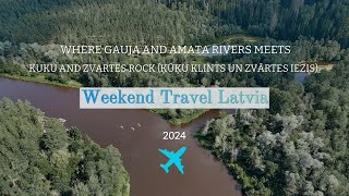 Where Gauja and Amata rivers meets Latvia Drone video 4K LV Ķūķu klintis un Zvārtes iezis [upl. by Roanne]