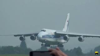 Antonov AN124  landing and taxi  Friedrichshafen Airport 2017 [upl. by Ezarras]