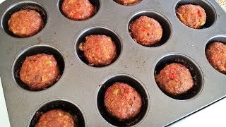 Como Fazer Bolinho de Carne Moida Assado no Forno [upl. by Shushan]