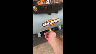 3 Gallon 13 HP 110 PSI Mcgraw Air Compressor Unboxing and Review [upl. by Hazeefah]