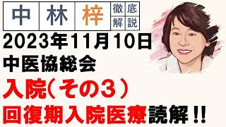 【中林梓】梓の勝手な独り言（2023 11 10中医協総会 入院（その3）回復期入院医療について） [upl. by Lyrehc]