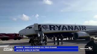 BRINDISI  inizio di incendio sul volo Ryanair [upl. by Ellemac540]