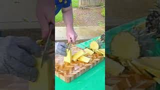 Fastest time to peel and slice a pineapple 🔪🍍 1785 seconds by Rich Ellenson 🇺🇸 [upl. by Borgeson761]