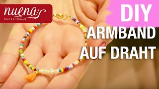 Armband selber machen  mit Verschluss aus Perlen und Rocailles  Schmuck DIY Anleitung  NUENA [upl. by Kcirddor]