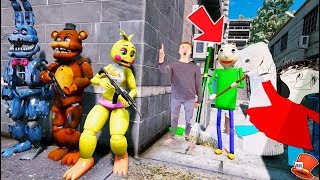 CAN THE ANIMATRONICS HIDE FROM BALDIS BASICS PLAYTIME PRINCIPLE GOTTA SWEEP GTA 5 Mods FNAF [upl. by Stacy]