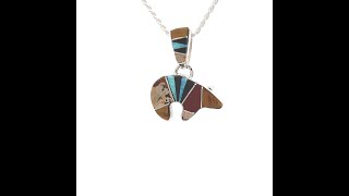 Calvin Begay Jewelry Genuine Gemstones Sterling Silver Reversible Bear Pendant [upl. by Canotas]