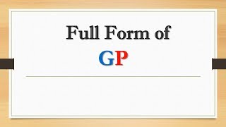 Full Form of GP  Did You know [upl. by Gati]