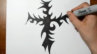 How to Draw a Tribal Cross [upl. by Pejsach]