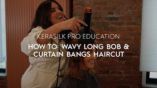 Wavy Long Bob amp Curtain Bangs Haircut Tutorial  KERASILK [upl. by Durham]