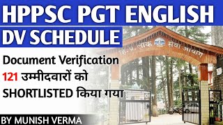 HPPSC PGT ENGLISH DOCUMENT VERIFICATION Schedule [upl. by Anirbys233]