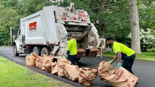 Republic Services Garbage Truck Packing Crazy Heavy Yard Waste [upl. by Rofotsirk]