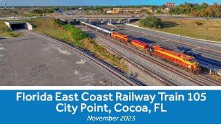 Florida East Coast Railway Train 105 at City Point in Cocoa FL [upl. by Elkraps]