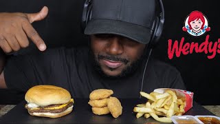 ASMR WENDYS BACON DOUBLE STACK FRENCH FRIES amp CHICKEN NUGGETS MUKBANG NO TALKING TCASMR [upl. by Nirhtak784]