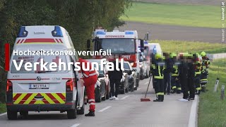 Karambolage Fünf Autos eines Hochzeitskonvois bei Offenhausen ineinander gekracht [upl. by Llenaej]