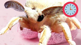 Poodle Moth Mulberry Silkworm Lifecycle Bombyx mori Fluffy Cute Moth one minute lifecycle [upl. by Ggerk568]