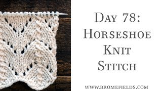 Day 78  Horseshoes Knit Stitch  100daysofknitstitches [upl. by Kurman]