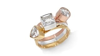 Deb Guyot Herkimer Diamond Quartz 3pc Ring Set [upl. by Terrab]