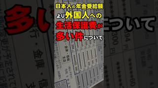 【気になるニュース】日本人の年金受給額より外国人への生活保護費が多い件について [upl. by Olrak]