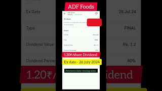 ADF Foods share Dividend News 🤑🗞️📰 2024 dividend stockmarket [upl. by Graubert]